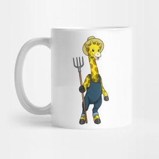 Giraffe as Farmer with Pitchfork Mug